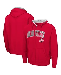 Men's Colosseum Scarlet Ohio State Buckeyes Arch and Logo 3.0 Full-Zip Hoodie