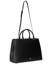 Lauren Ralph Crosshatch Leather Large Hanna Satchel