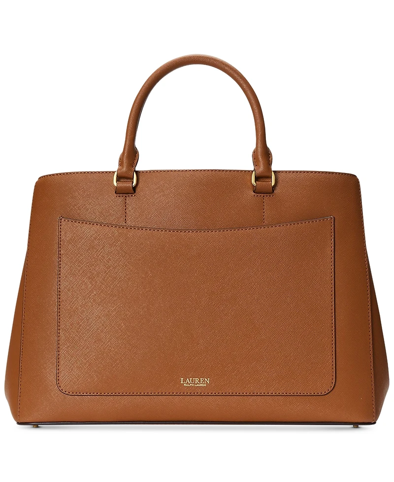 Lauren Ralph Crosshatch Leather Large Hanna Satchel