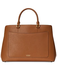 Lauren Ralph Crosshatch Leather Large Hanna Satchel