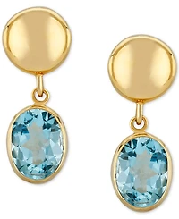 Blue Topaz Disc Drop Earrings (3-1/5 ct. t.w.) 14k Gold (Also Peridot)