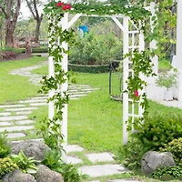 Outsunny 7' Wood Steel Outdoor Garden Arched Trellis Arbor w/ Fir Wood,