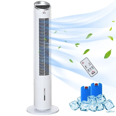 Homcom Portable Air Cooler, Evaporative Ice Cooling Fan Humidifier Unit w/ Rc