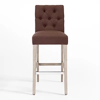 29" Upholstered Linen Fabric Tufted Bar Stool Chair