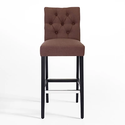 29" Upholstered Linen Fabric Tufted Bar Stool Chair