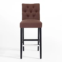 29" Upholstered Linen Fabric Tufted Bar Stool Chair