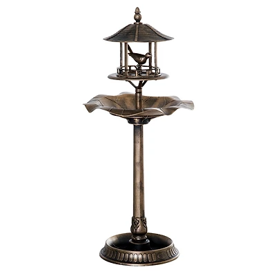 Outsunny 3-in-1 Outdoor Pedestal Bird Bath Feeder Planter Decor -