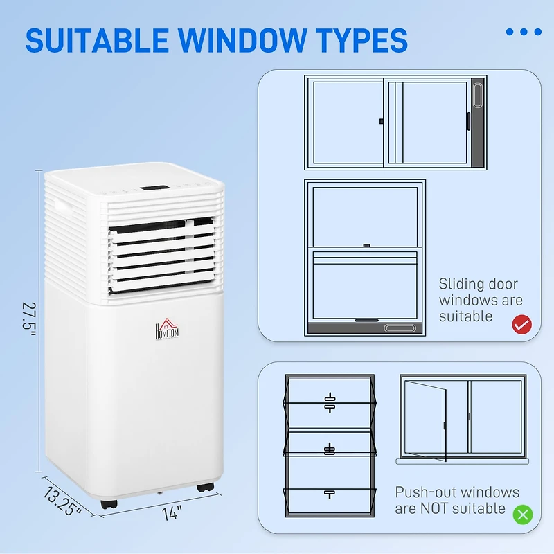 Homcom Portable Air Conditioner Led 24 Timer 4 Modes for Home Office