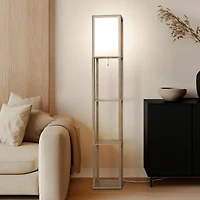 Maxwell 63" Led Shelf Column Floor Lamp with Lantern Shade
