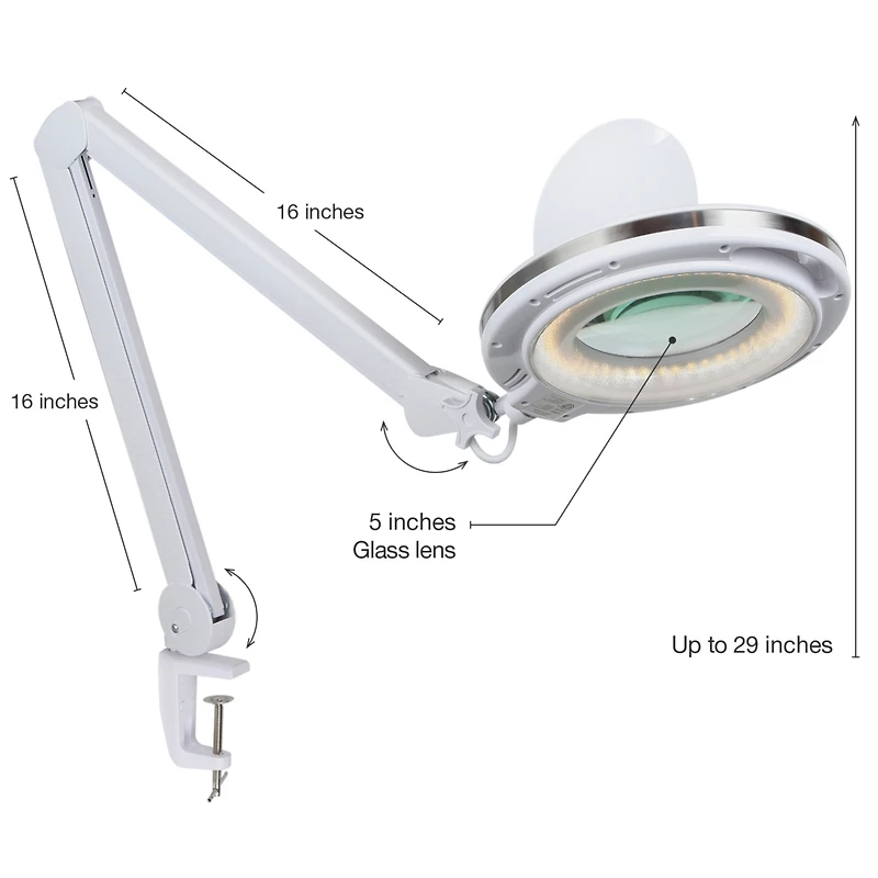 Brightech Lightview Pro 33 in. Dimmable Magnifying Led Desk Clamp Lamp (2.25X)