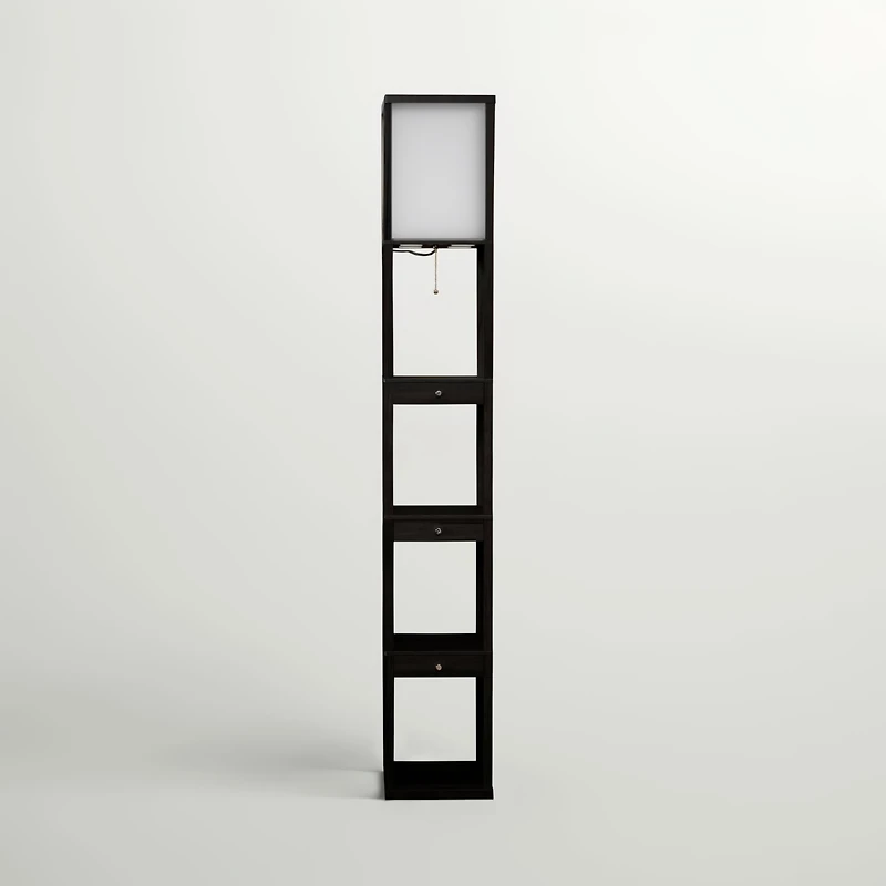 Maxwell Drawer 72" Led Shelf Floor Lamp with Lantern Shade