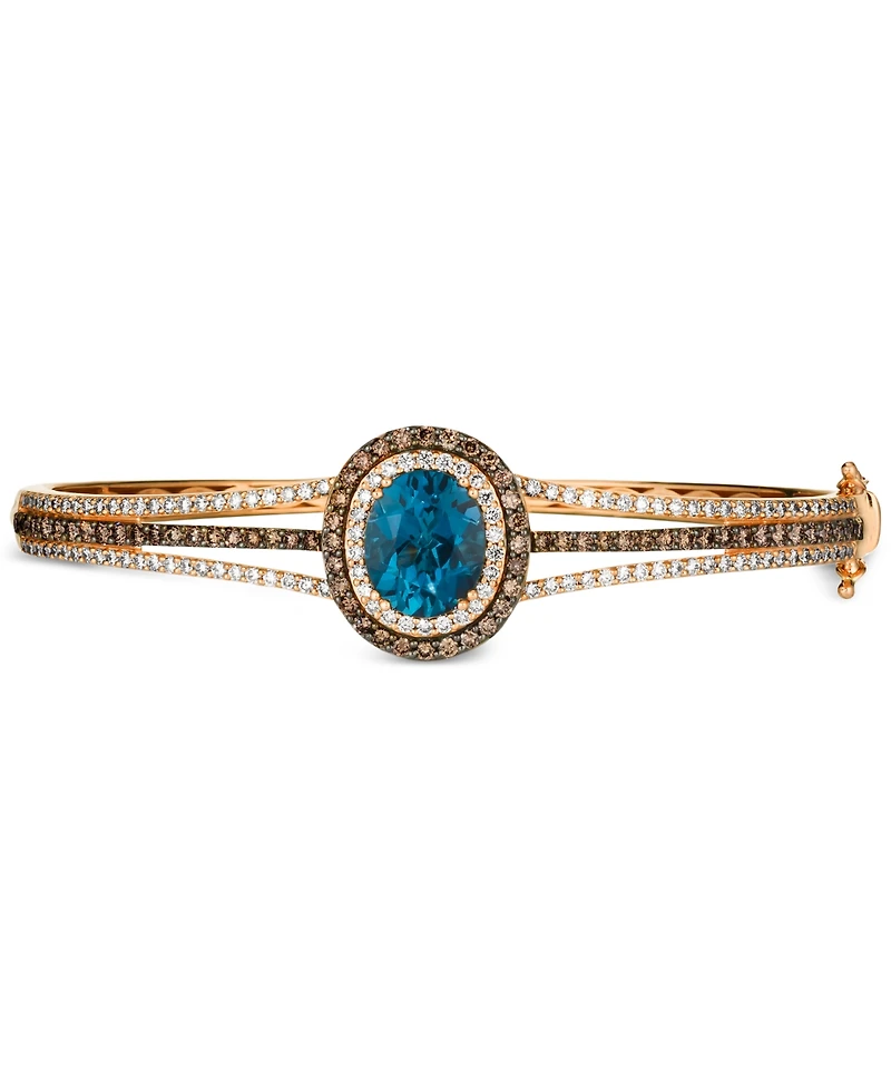 Le Vian London Blue Topaz (4 ct. t.w.) & Diamond (2-1/4 ct. t.w.) Bangle Bracelet in 14k Rose Gold