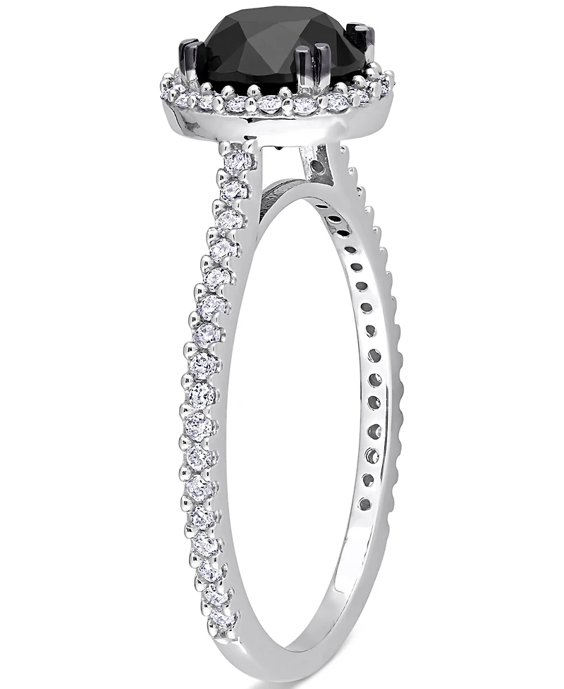 Black Diamond (1 ct. t.w.) & White (1/4 Halo Engagement Ring 14k Gold