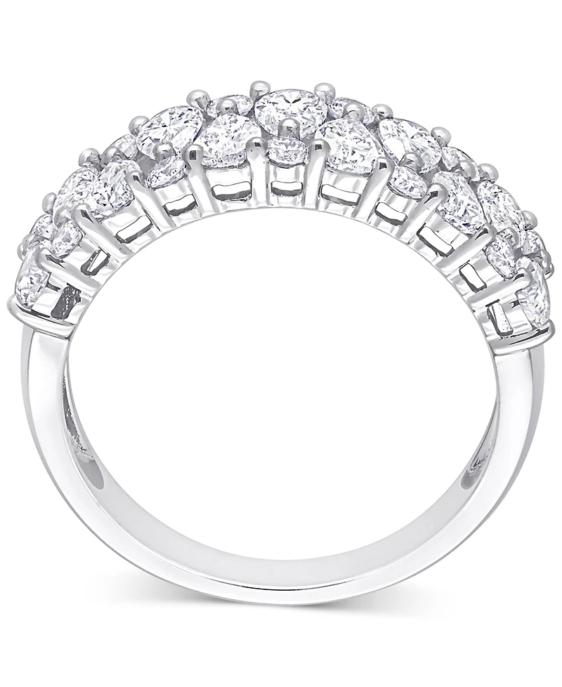Diamond Pear & Round Semi-Eternity Cluster Ring (2 ct. t.w.) 14k White Gold
