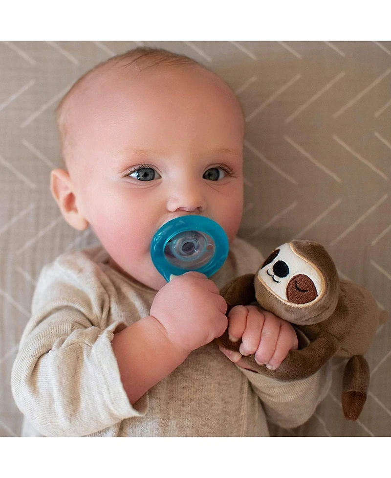 Nuby Baby Calming Natural Flex Snuggleez Pacifier with Plush Animal