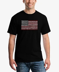 La Pop Art Men's 50 States Usa Flag Word Short Sleeve T-shirt