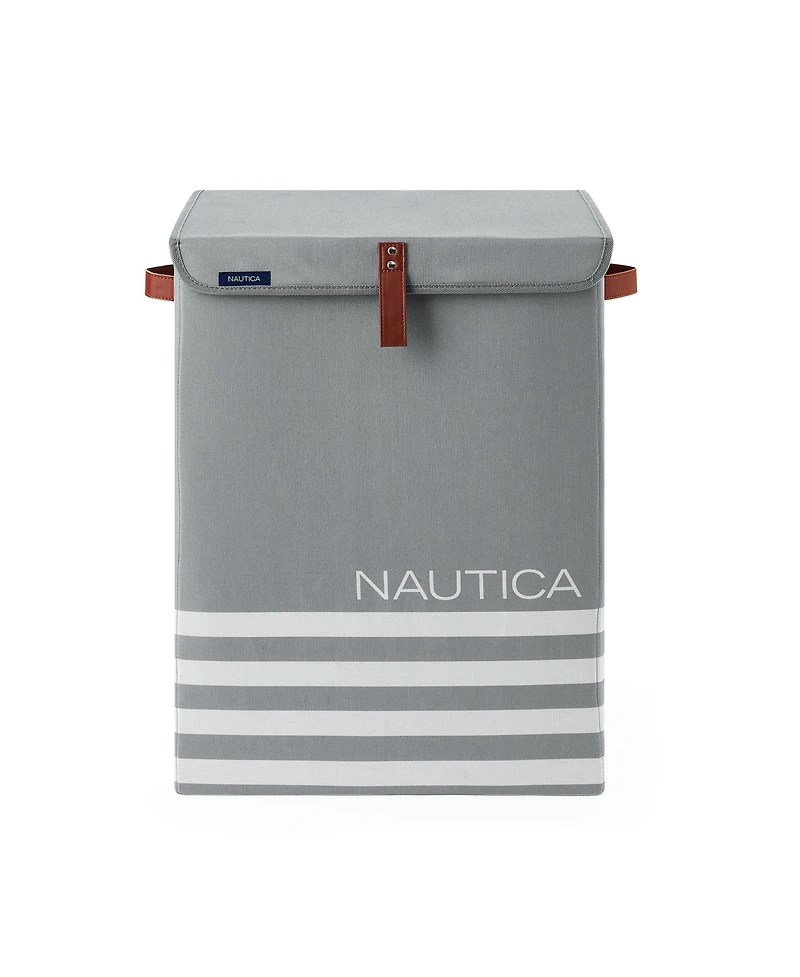 Nautica Folded Hamper with Lid Stripe