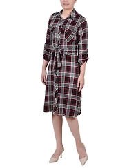 Ny Collection Petite 3/4 Sleeve Roll Tab Shirtdress