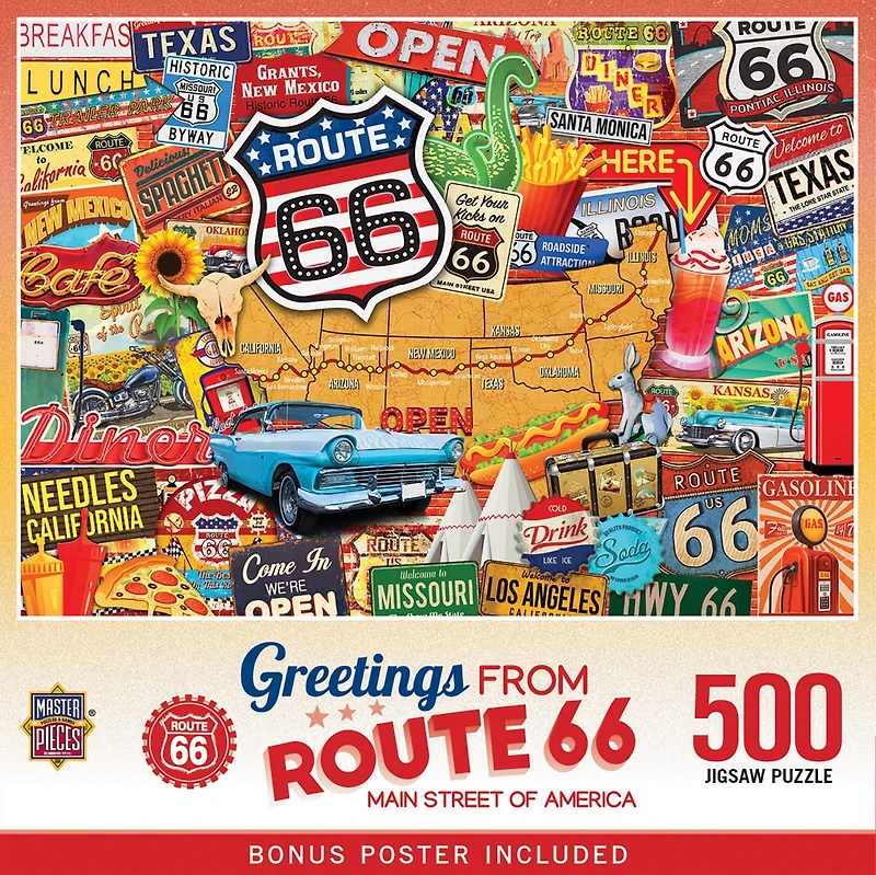 Masterpieces Greetings From Route 66 - 500 Piece Jigsaw Puzzle