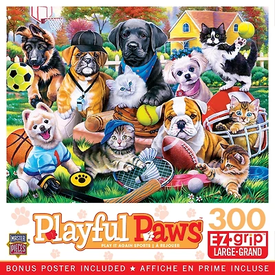 MasterPieces Playful Paws - Play it Again Sports 300 Piece Ez Grip Puzzle