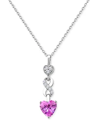 Lab-Grown Pink Sapphire (1-1/2 ct. t.w.) & Lab-Grown White Sapphire (1/5 ct. t.w.) Infinity Heart 18" Pendant Necklace in Sterling Silver