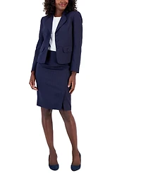 Le Suit Women's Check Three-Button Jacket & Skirt Set