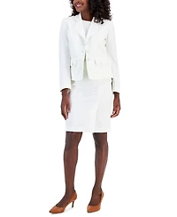 Le Suit Women's Check Three-Button Jacket & Skirt Suit Set