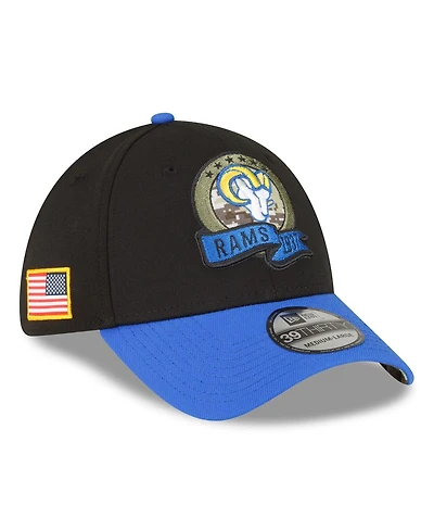 Men's New Era Black, Blue Los Angeles Rams 2022 Salute To Service 39THIRTY Flex Hat
