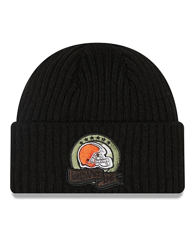 Men's New Era Black Cleveland Browns 2022 Salute To Service Knit Hat