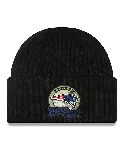Men's New Era Black New England Patriots 2022 Salute To Service Knit Hat