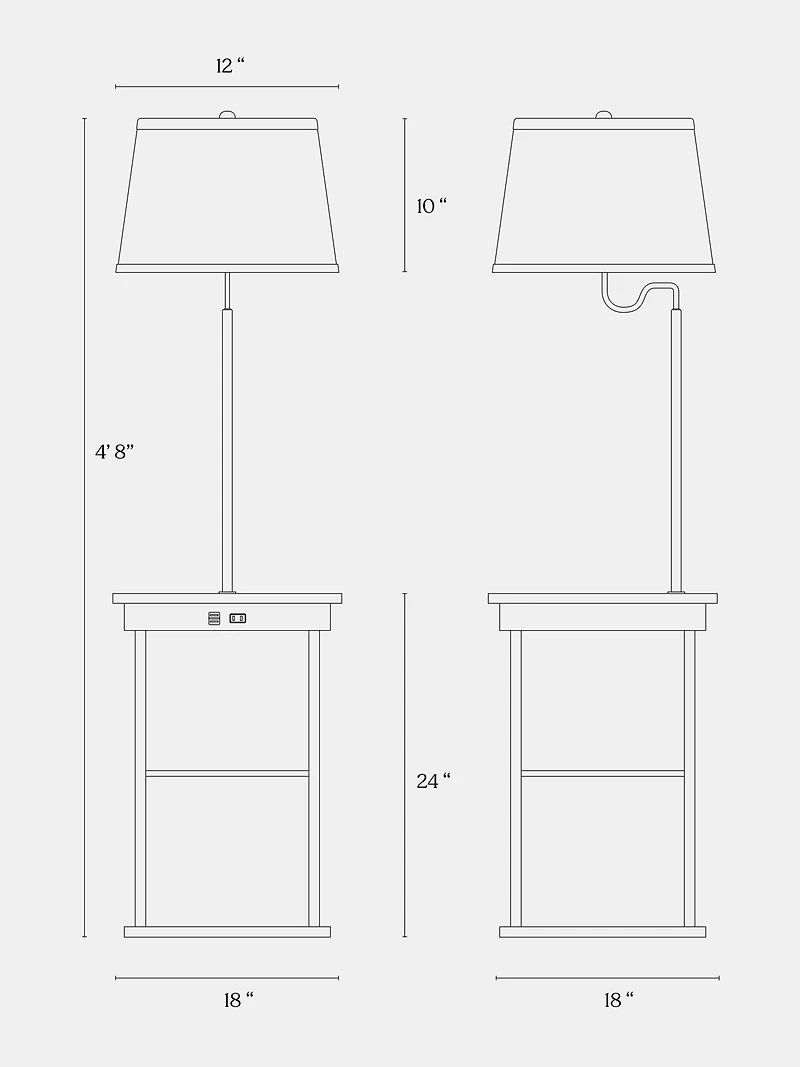 Madison 56" Led Table and Lamp Combo with Usb Port Outlet