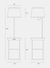 Madison 56" Led Table and Lamp Combo with Usb Port Outlet