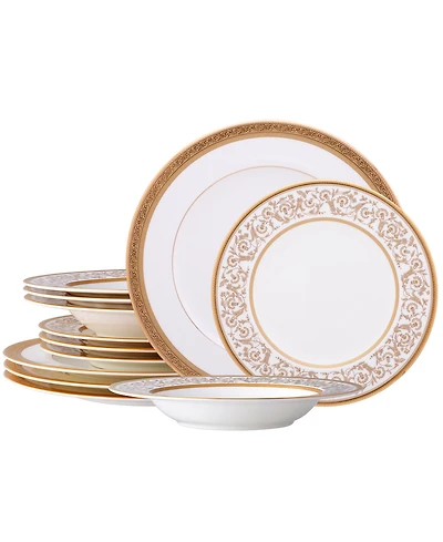 Noritake Summit Gold 12-Piece Dinnerware Set, Service for 4