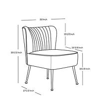 22" Wide Upholstered Tufted Velvet Accent Chair With Metal Leg