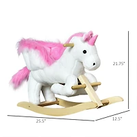 Qaba Kids Rocking Chair with Sound, Wood Base Seat, Unicorn