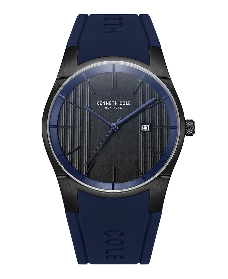 Kenneth Cole New York Men's Modern Classic Blue Silicone Strap Watch 42mm