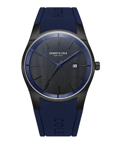 Kenneth Cole New York Men's Modern Classic Blue Silicone Strap Watch 42mm