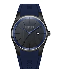 Kenneth Cole New York Men's Modern Classic Blue Silicone Strap Watch 42mm