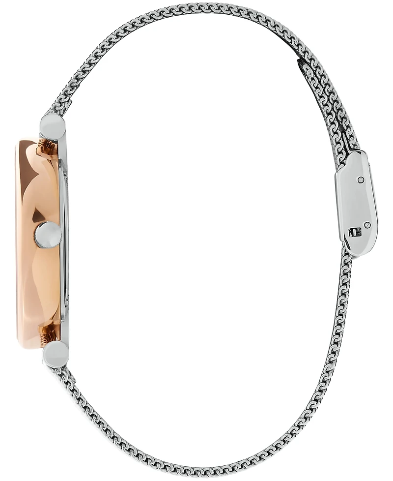 Olivia Burton Women's T-Bar Silver-Tone Stainless Steel Mesh Bracelet Watch 32mm