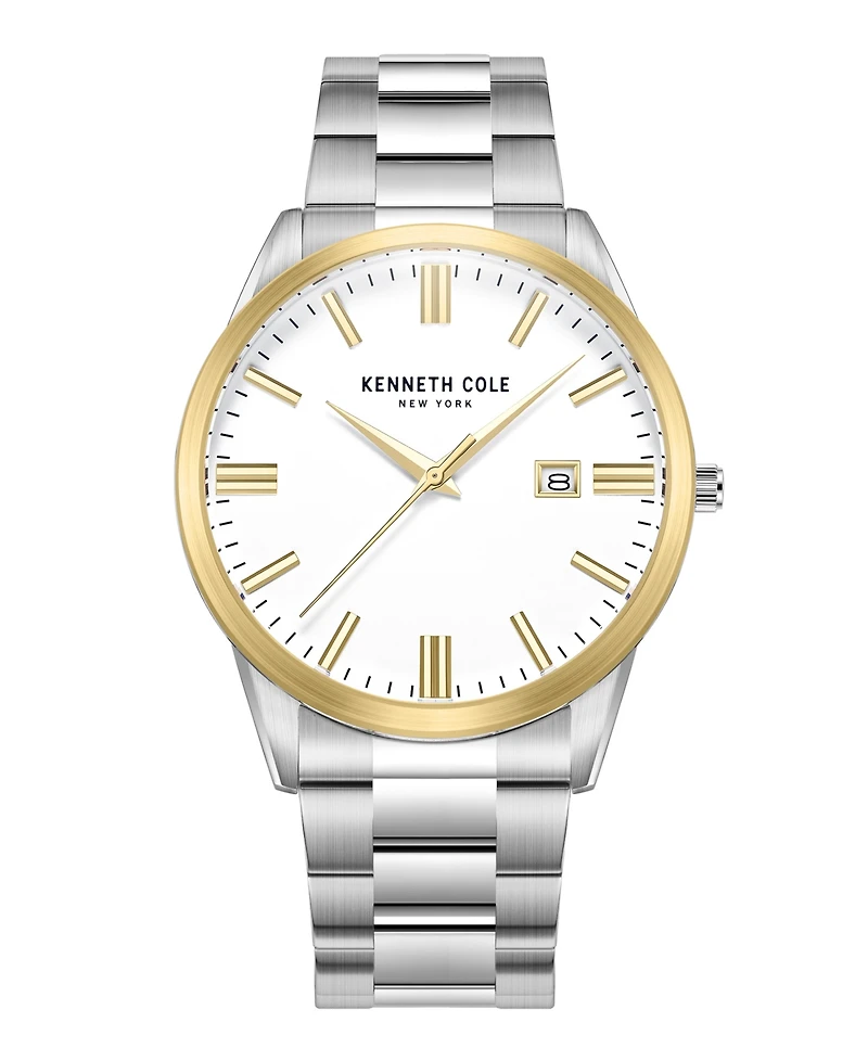 Kenneth Cole New York Men's Modern Classic Silver-Tone Stainless Steel Bracelet Watch 42mm