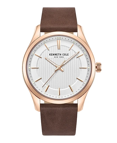 Kenneth Cole New York Men's Modern Classic Brown Genuine Leather Strap Watch 43mm