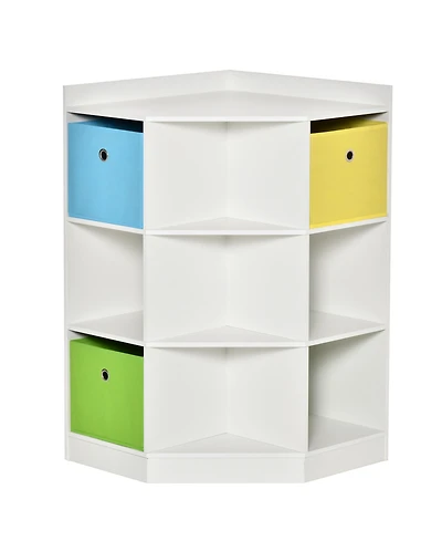 Homcom Kids Storage Organizer for Small Bedrooms, Corner Shelf, White