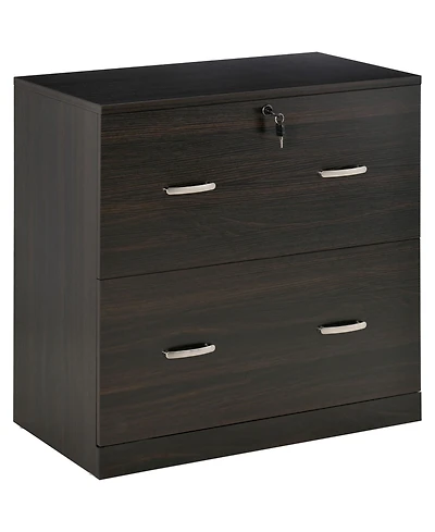Vinsetto Office File Cabinet w/2 Drawers, Lock & Keys for A4 Papers, Walnut
