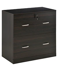 Vinsetto Office File Cabinet w/2 Drawers, Lock & Keys for A4 Papers, Walnut