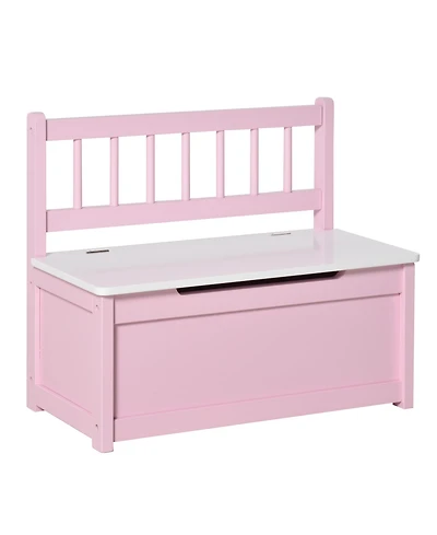 Qaba 2-in-1 Wooden Toy Box Kids Seat Bench Storage Chest w/ Pneumatic Rod