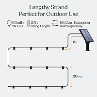 Brightech Ambience Pro 27 ft. Outdoor Solar Led String Lights with Warm White Hue