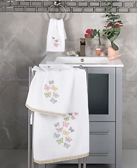 Linum Home Turkish Cotton Mariposa Embellished 2-Pc. Hand Towel Set