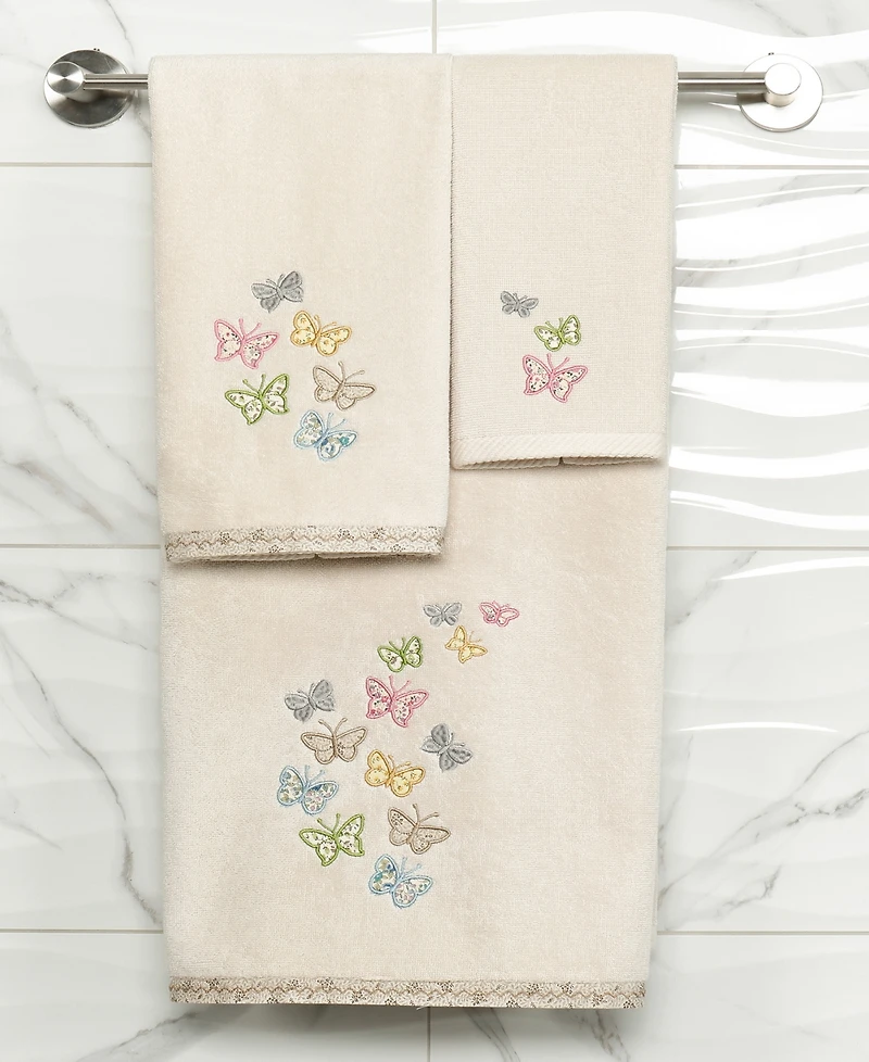 Linum Home Turkish Cotton Mariposa Embellished 2-Pc. Hand Towel Set