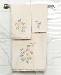 Linum Home Turkish Cotton Mariposa Embellished 2-Pc. Hand Towel Set
