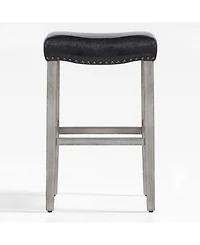 29" Upholstered Saddle Seat Faux Leather Bar Stool